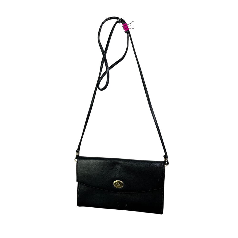 Hexagona Paris Handbag‎ Womens Black Leather Removable Strap Old Money